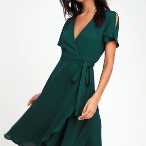 Lulu's Green Midi Wrap Dress